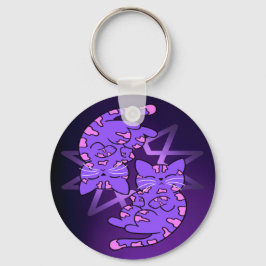 カスタマイズ可能な紫色のジェミニ子猫デカゴンパープル キーホルダー