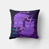 カスタマイズ可能な紫色のジェミニ子猫デカゴンパープル クッション (裏面)