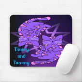 カスタマイズ可能な紫色のジェミニ子猫デカゴンパープル マウスパッド (マウス)