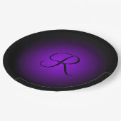 カスタマイズ可能な紫色のブラックモノグラム紙プレート ペーパープレート (アングル)