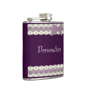 カスタマイズ可能な紫色のレースリボンの弓フラスコ フラスク (右)