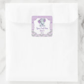 カスタマイズ可能な紫色の灰色の女の子エレファントシール スクエアシール (バッグ)