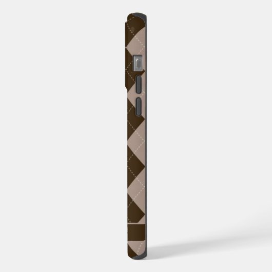 カスタマイズ可能な紫色の灰色の茶色のパタアーガイルーン iPhoneケース (左側面)