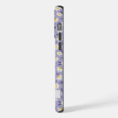 カスタマイズ可能な紫色の白い花柄 iPhoneケース (左側面)