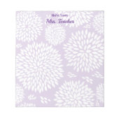 カスタマイズ可能な紫色の花模様先生 ノートパッド (正面)