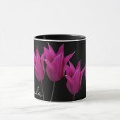カスタマイズ可能な紫色の花肉名黒 マグカップ (中央)