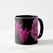 カスタマイズ可能な紫色の花肉名黒 マグカップ (正面右)
