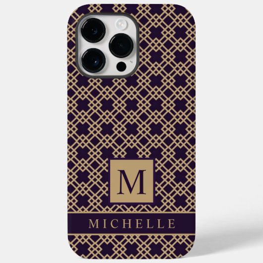 カスタマイズ可能な紫色の茶色の四角いボックスジオメトリ Case-Mate iPhoneケース (裏面)