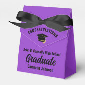 カスタマイズ可能な紫色の黒の卒業パーティー フェイバーボックス (正面サイド)