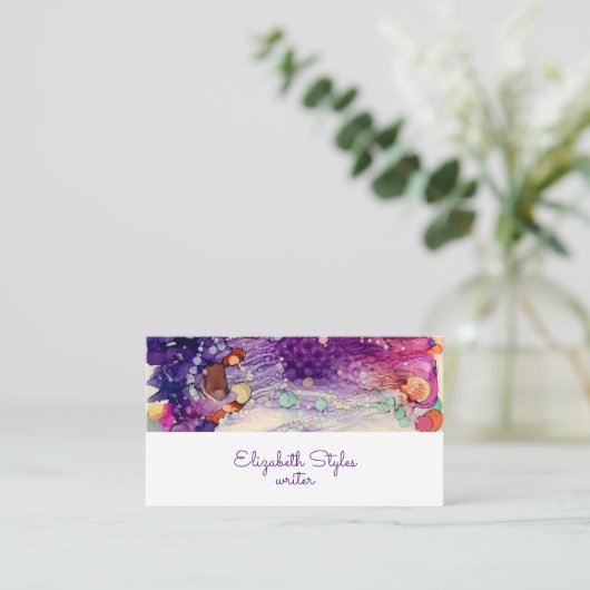 カスタマイズ可能な紫銀河系アルコールインク  名刺 (スタンド正面)