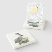 カスタマイズ可能な組のブラウンのペリカン ストーンコースター (横)