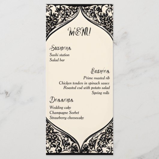 カスタマイズ可能な結婚ゴシックのメニュー メニュー (正面)