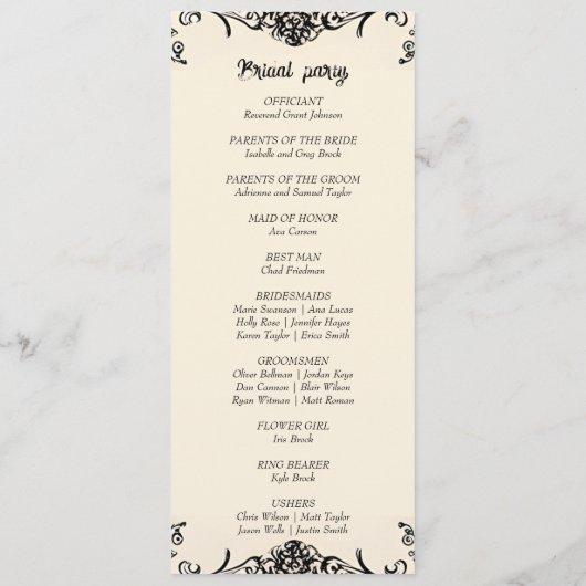 カスタマイズ可能な結婚ゴシック プログラム (裏面)