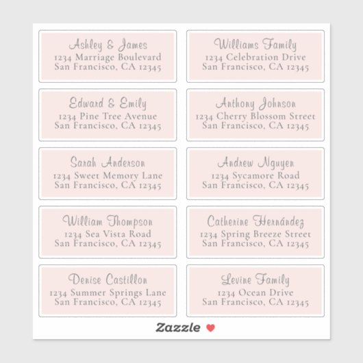 カスタマイズ可能な結婚ピンクのゲスト住所 シール (シート)