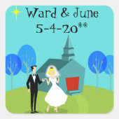 カスタマイズ可能な結婚レトロのカップルのシール スクエアシール (正面)