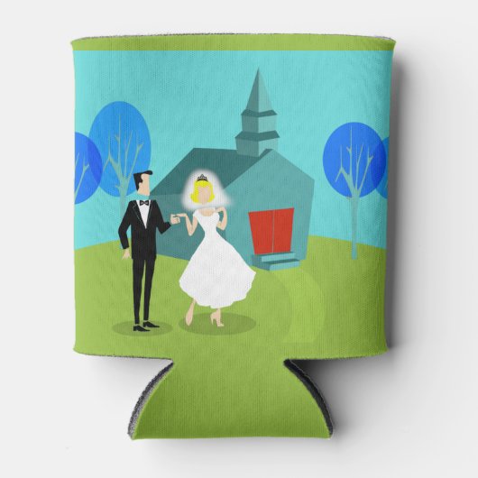 カスタマイズ可能な結婚レトロのカップルクーラーボックス 缶クーラー (正面)