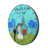 カスタマイズ可能な結婚レトロのカップルDartボード ダーツボード (正面右)