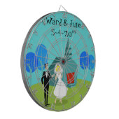 カスタマイズ可能な結婚レトロのカップルDartボード ダーツボード (正面左)