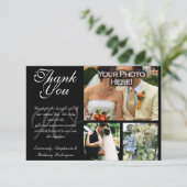 カスタマイズ可能な結婚式のお礼3枚の写真が載ったフラットカード サンキューカード (スタンド正面)