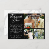 カスタマイズ可能な結婚式のお礼3枚の写真が載ったフラットカード サンキューカード (正面/裏面)