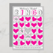 カスタマイズ可能な結婚式のビンゴゲーム ピンクグレーカード サンキューカード (正面/裏面)