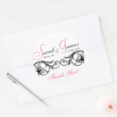 カスタマイズ可能な結婚式の引き出物またはケーキボックスラベルピンク ラウンドシール (封筒)