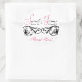 カスタマイズ可能な結婚式の引き出物またはケーキボックスラベルピンク ラウンドシール (バッグ)