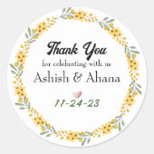 カスタマイズ可能な結婚式の引き出物スタンプ ラウンドシール (正面)