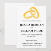 カスタマイズ可能な結婚式の招待状 - リング 招待状 (正面/裏面)