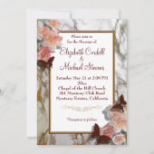 カスタマイズ可能な結婚式の招待状 大理石 偽の金 招待状 (正面)