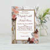 カスタマイズ可能な結婚式の招待状 大理石 偽の金 招待状 (スタンド正面)