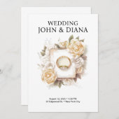 カスタマイズ可能な結婚式招待状とリングや輪 招待状 (正面/裏面)