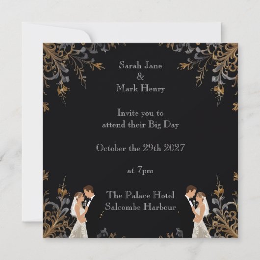 カスタマイズ可能な結婚式招待状のレイアウト セーブザデート (正面)