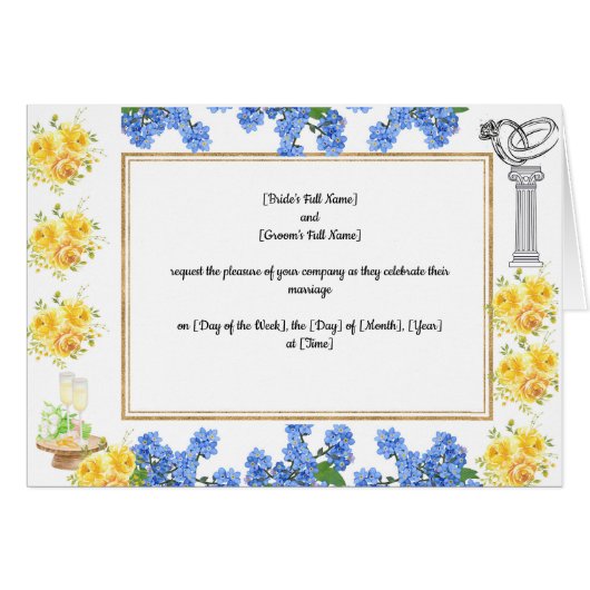 カスタマイズ可能な結婚式招待状カード4面 (正面横)