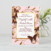 カスタマイズ可能な結婚式招待状ピンクフェイク金ゴールド 招待状 (スタンド正面)