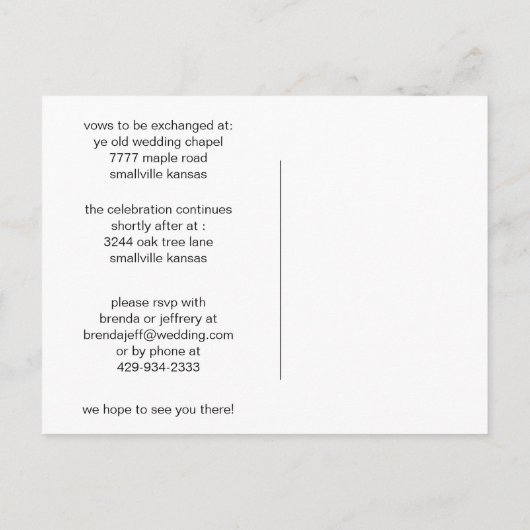 カスタマイズ可能な結婚式招待状写真イメージ インビテーションポストカード (裏面)