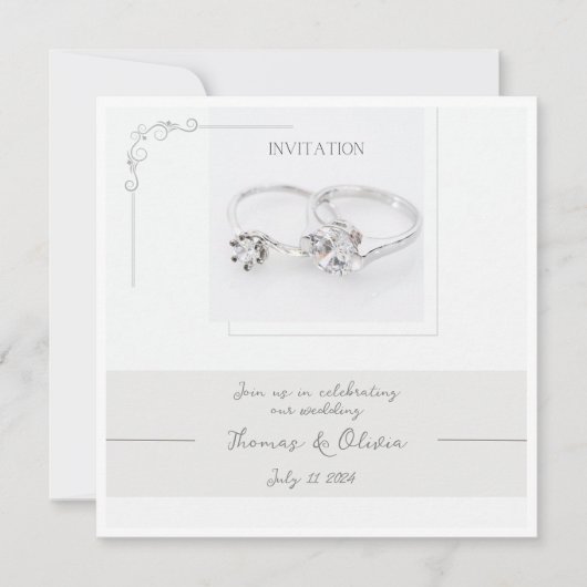カスタマイズ可能な結婚式招待状(2つのリングや輪) 招待状 (正面)