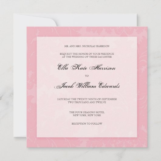 カスタマイズ可能な結婚式招待状:: DAMASK 招待状 (正面)