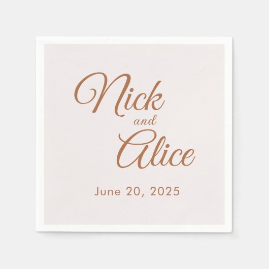 カスタマイズ可能な結婚式、婚約- COFFEE Color スタンダードカクテルナプキン (正面)