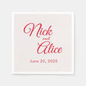 カスタマイズ可能な結婚式、婚約- RED Color スタンダードカクテルナプキン (正面)