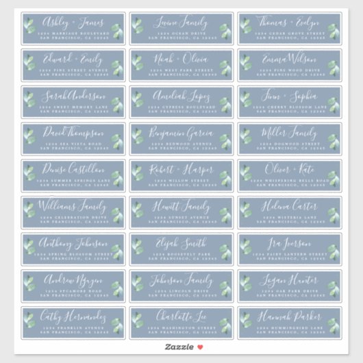 カスタマイズ可能な結婚青のゲスト住所 シール (シート)