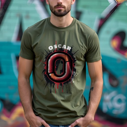 カスタマイズ可能な絵を描都市スレイモノグラム「O」 Tシャツ