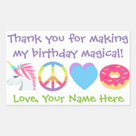 カスタマイズ可能な絵文字ありがとうステッカー 長方形シール