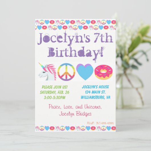 カスタマイズ可能な絵文字誕生日招待状 招待状 (スタンド正面)