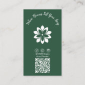 カスタマイズ可能な緑と白フローリスト(フラット) ロイヤリティカード (裏面)