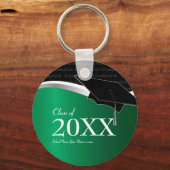 カスタマイズ可能な緑と黒の卒業キーチェーン キーホルダー (正面)