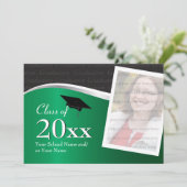カスタマイズ可能な緑と黒の卒業招待状 招待状 (スタンド正面)
