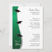 カスタマイズ可能な緑と黒の卒業招待状 招待状 (裏面)