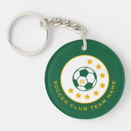 カスタマイズ可能な緑のサッカーチーム名+背番号 キーホルダー