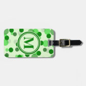 カスタマイズ可能な緑のスポットモノグラム ラゲッジタグ (正面横)